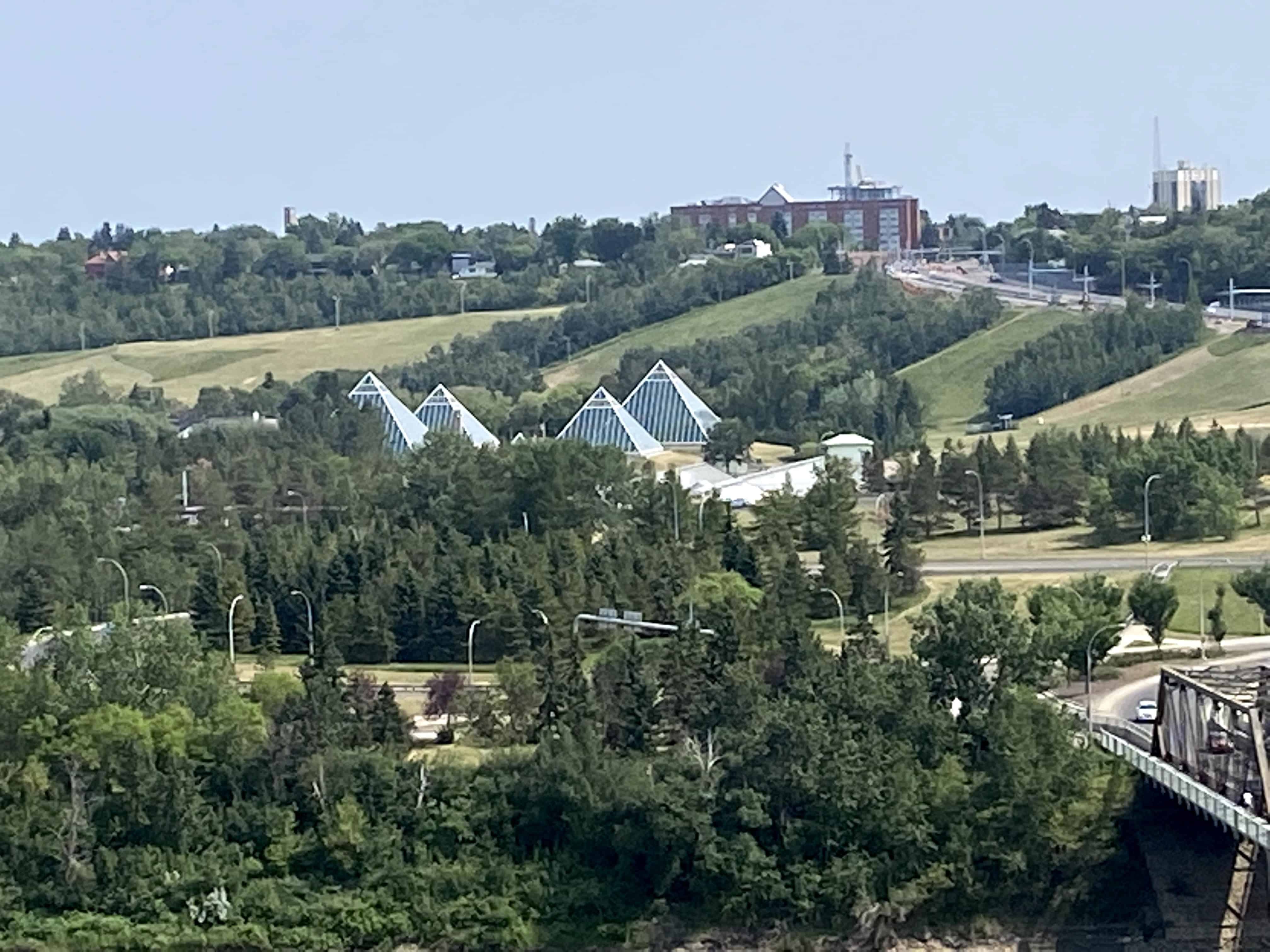 The Muttart Conservatory from across the Low Level Bridge

