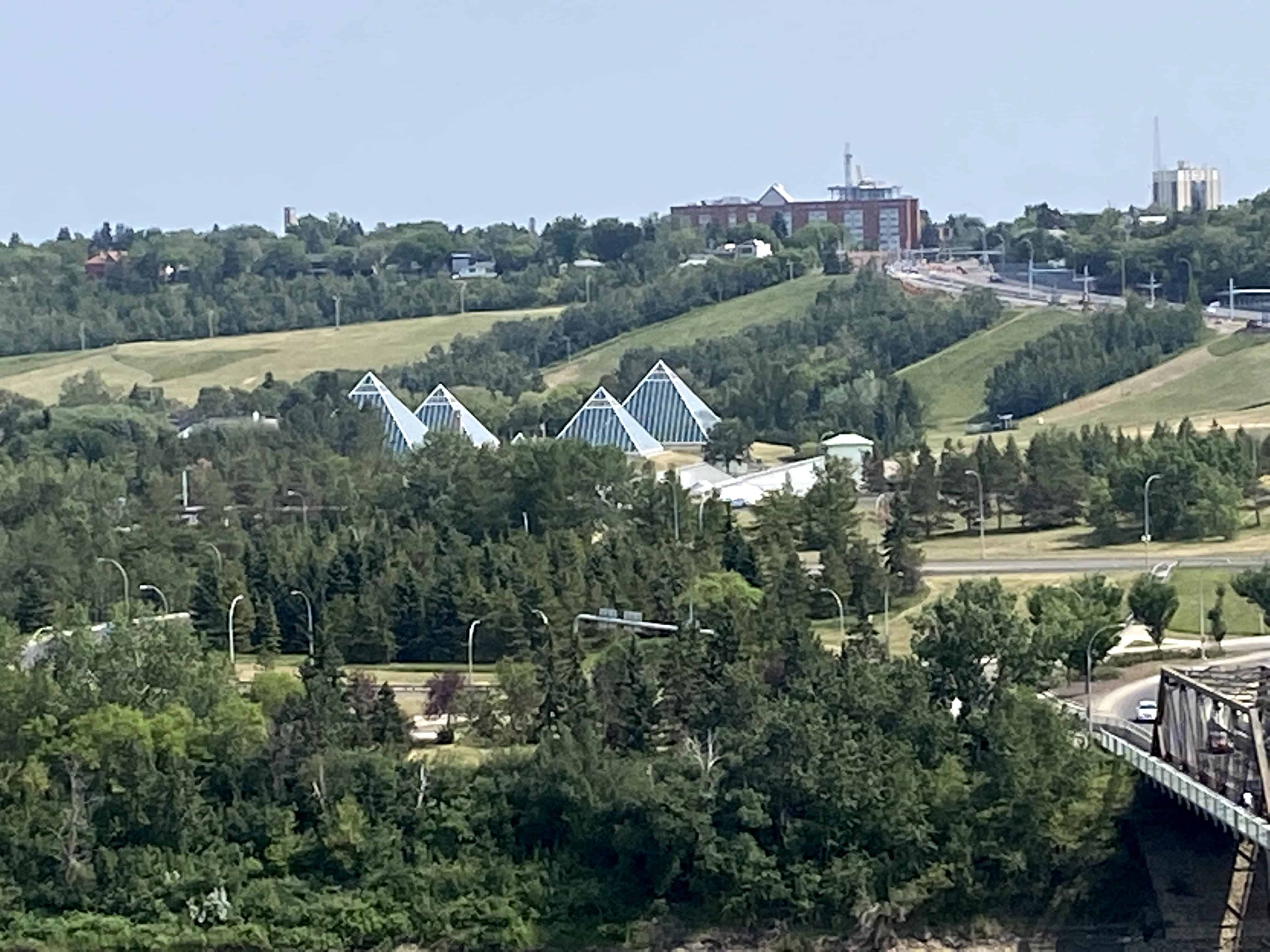 The Muttart Conservatory from across the Low Level Bridge
