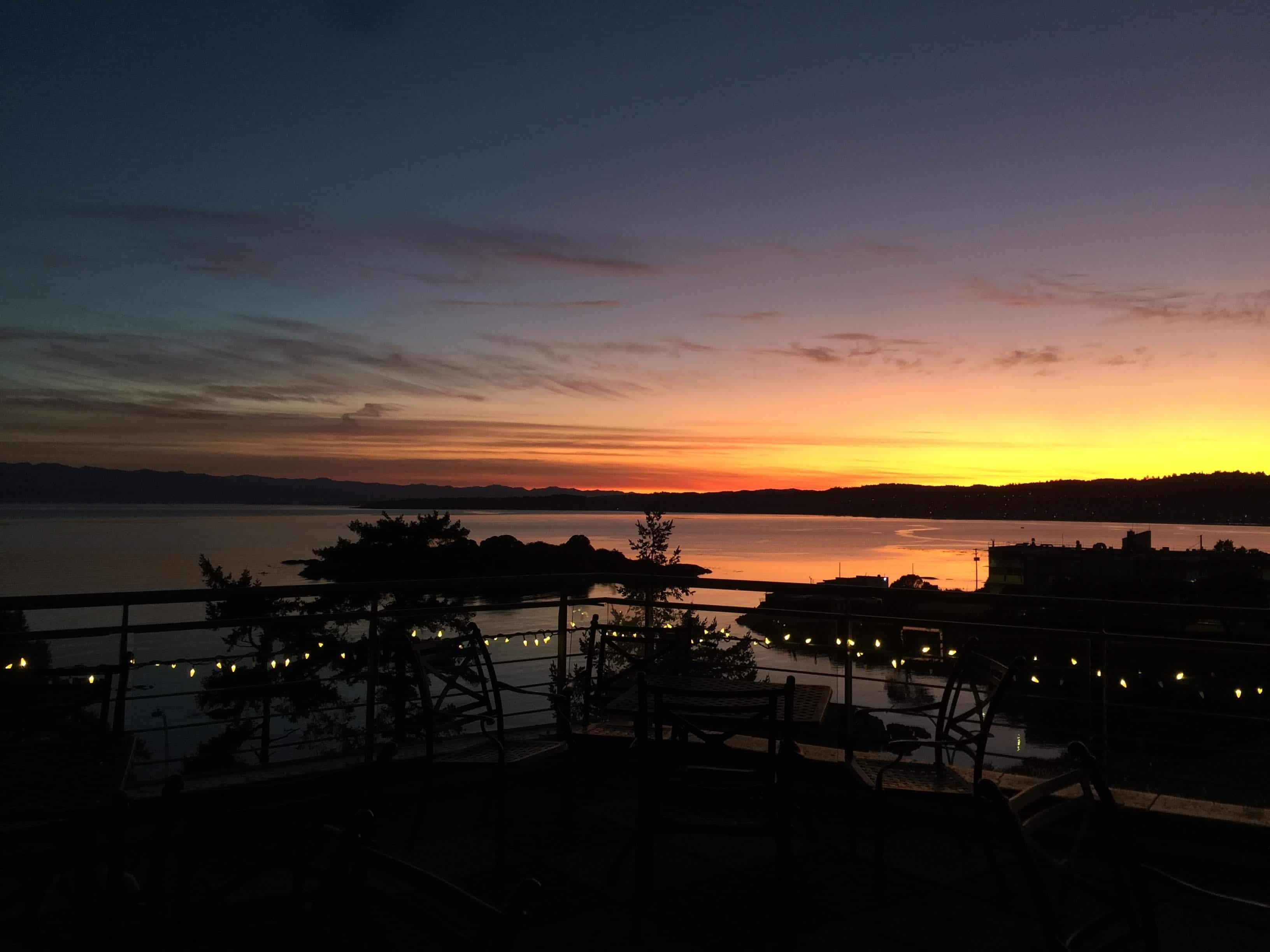 Things to do in Esquimalt, view of sunset from the deck of the Ward room CFB Esquimalt taken 29 Oct 2019.
