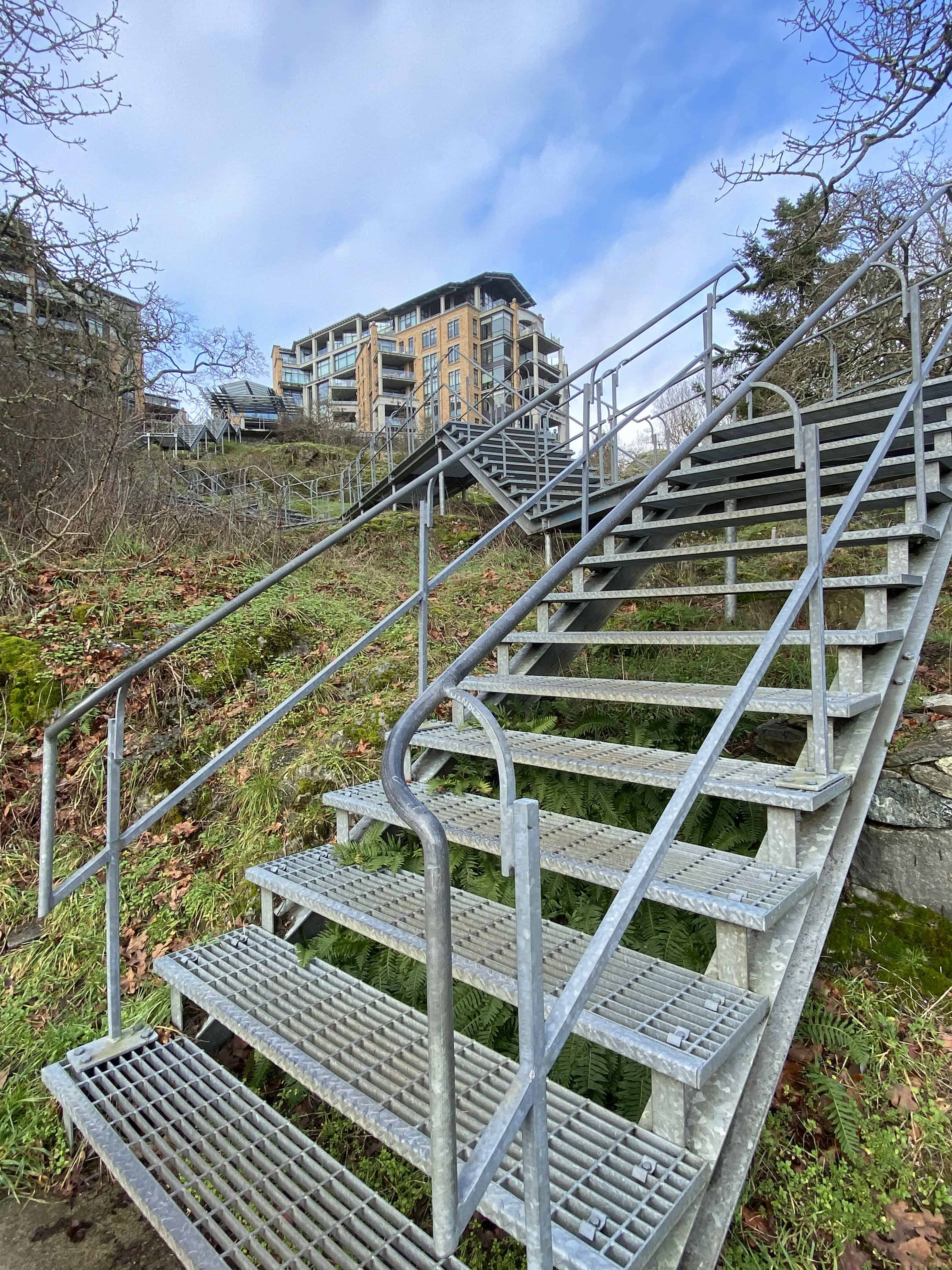 Elevated staircase over the Matson Conservation area in Esquimalt.