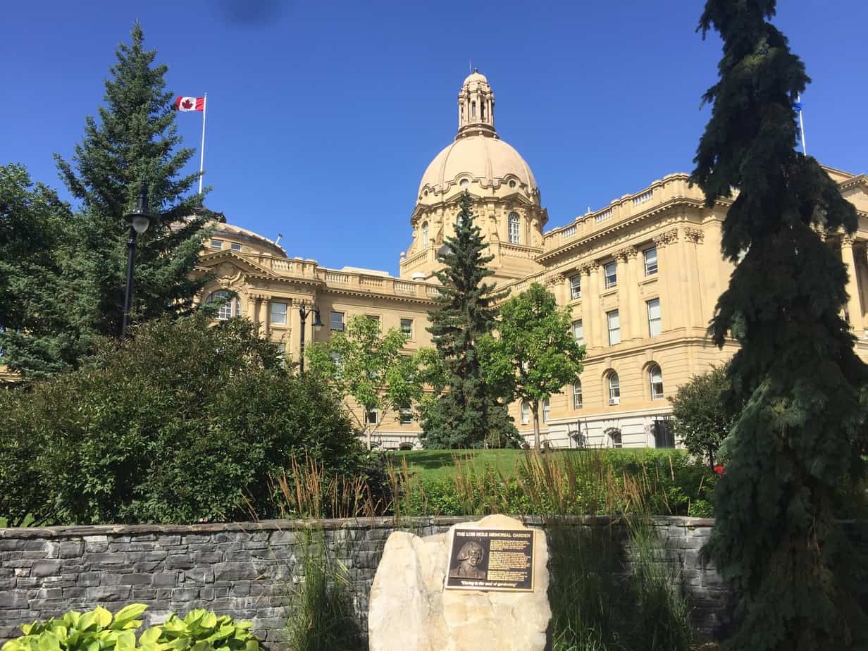 View of Edmonton Legislature from Lois Hole Garden