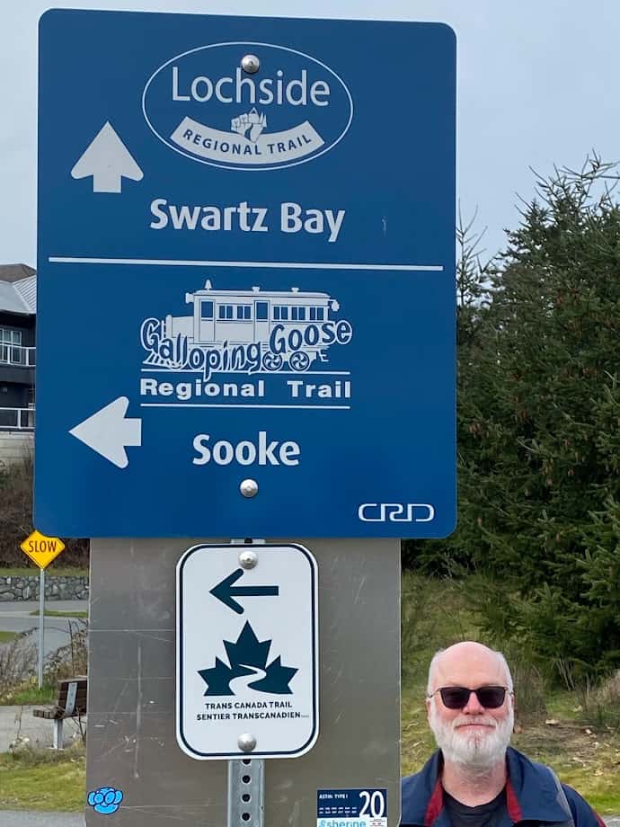 Paul at the Switch Bridge directional sign