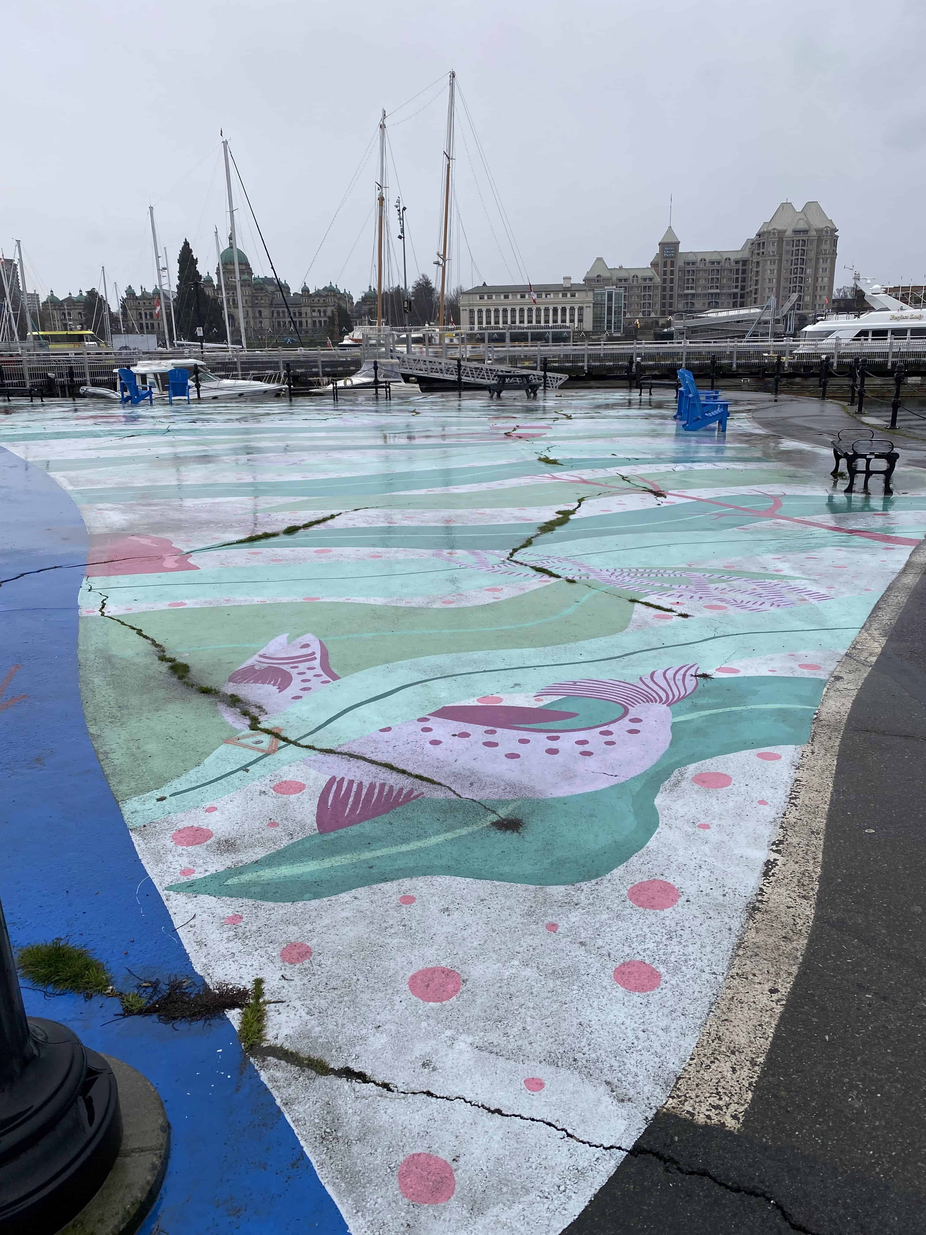 Cool artwork painted on the cement along the David Foster Harbour inner harbour pathway