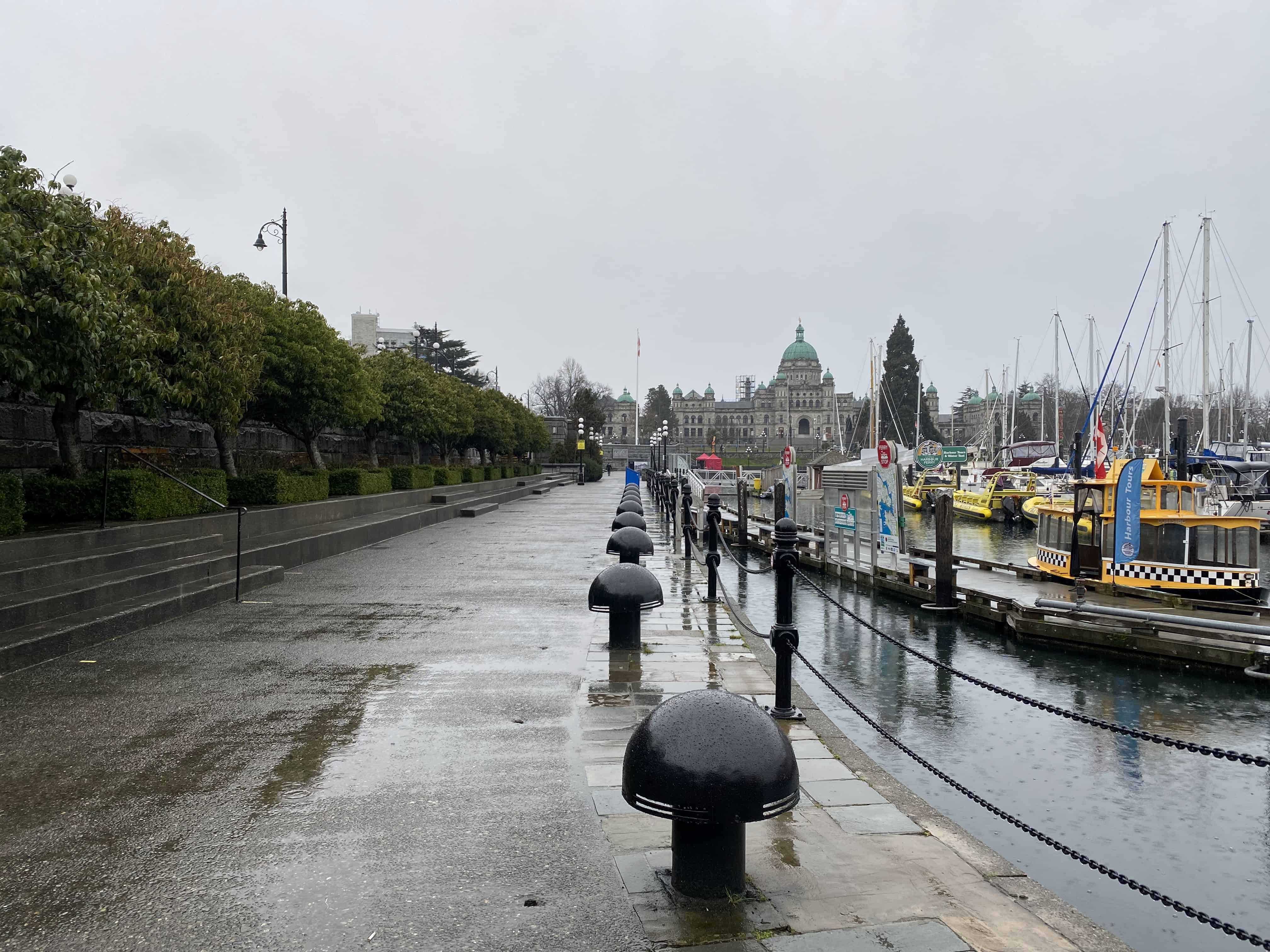 This is where you can catch a ferry, or book a tour on a ferry.  Lower level Victoria's inner harbour causeway.