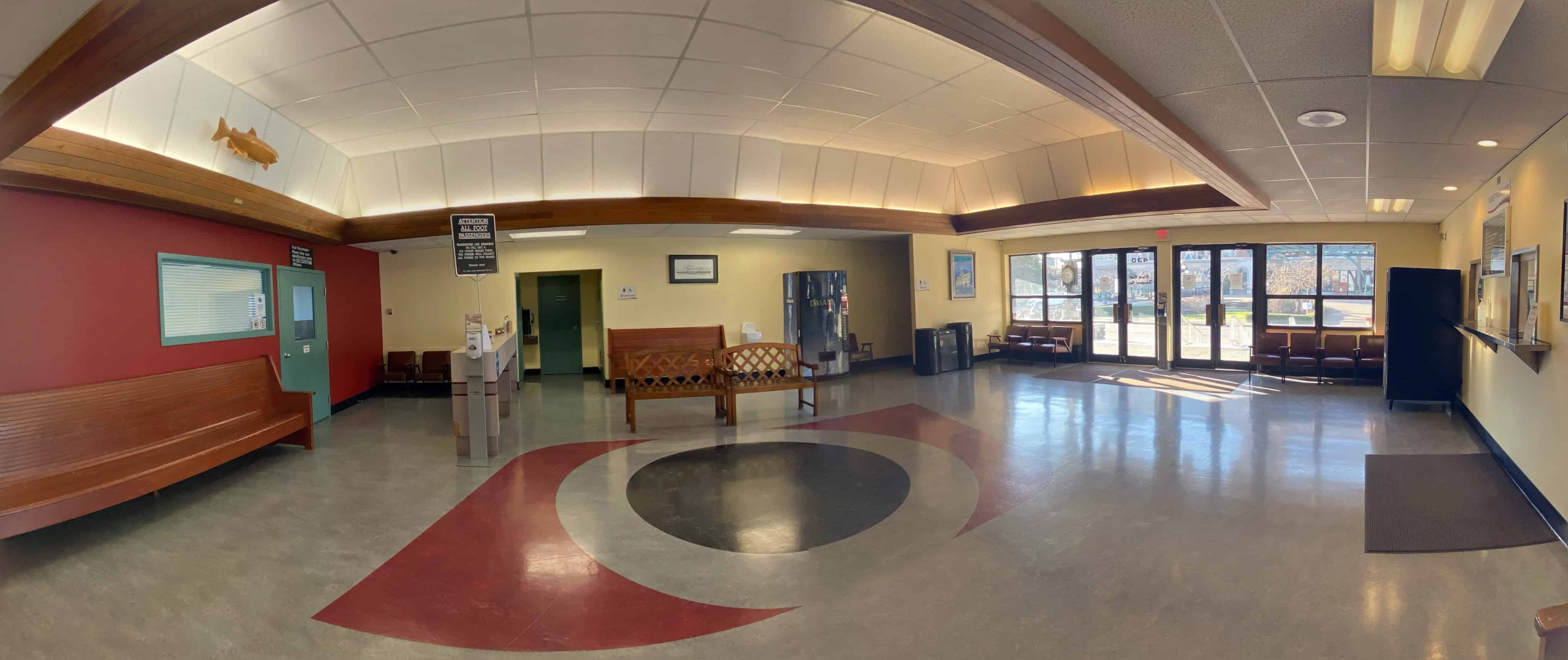 Inside the Black Ball Ferry Terminal in Victoria
