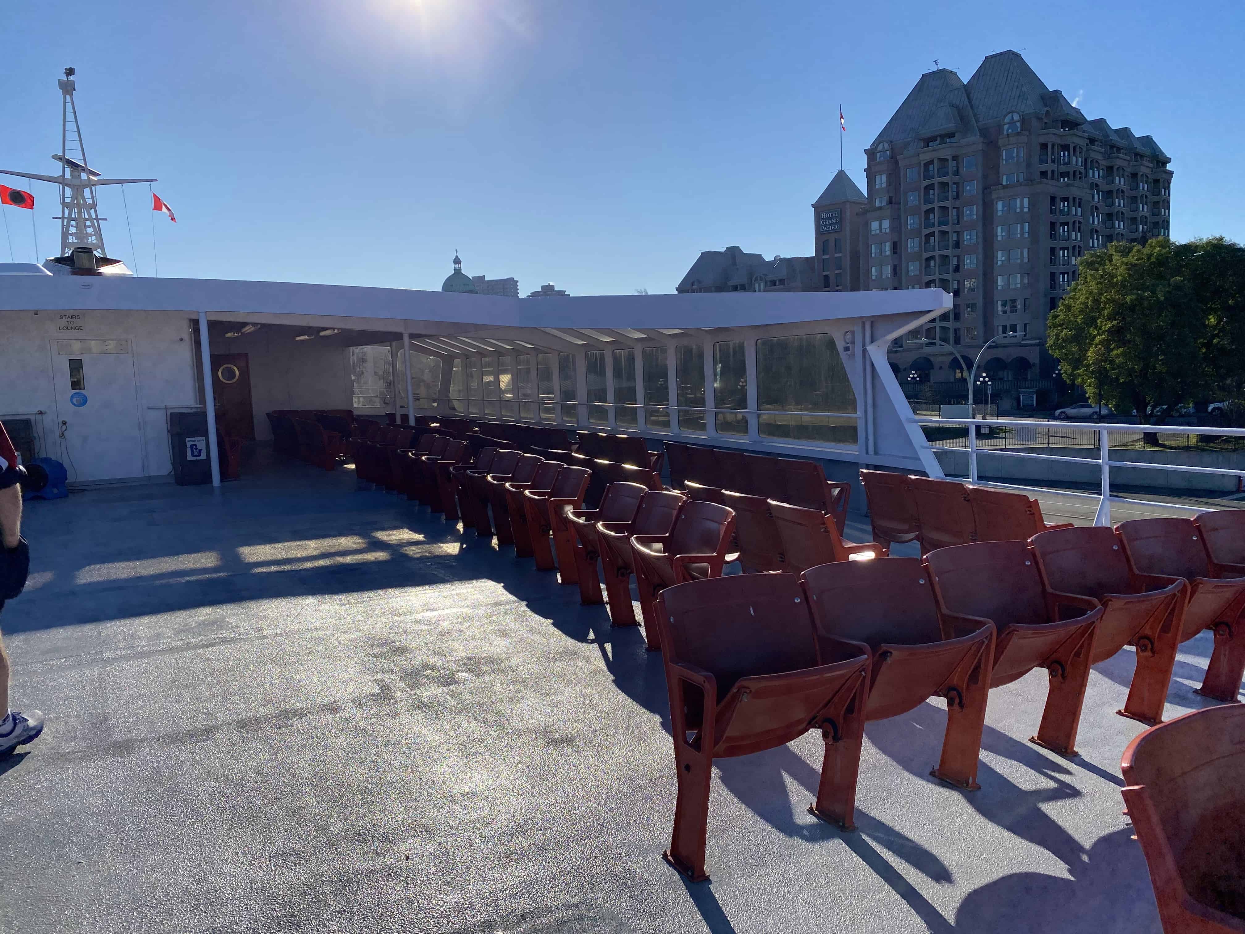 Covered upper deck area on Black Ball Ferry Lines MV Coho