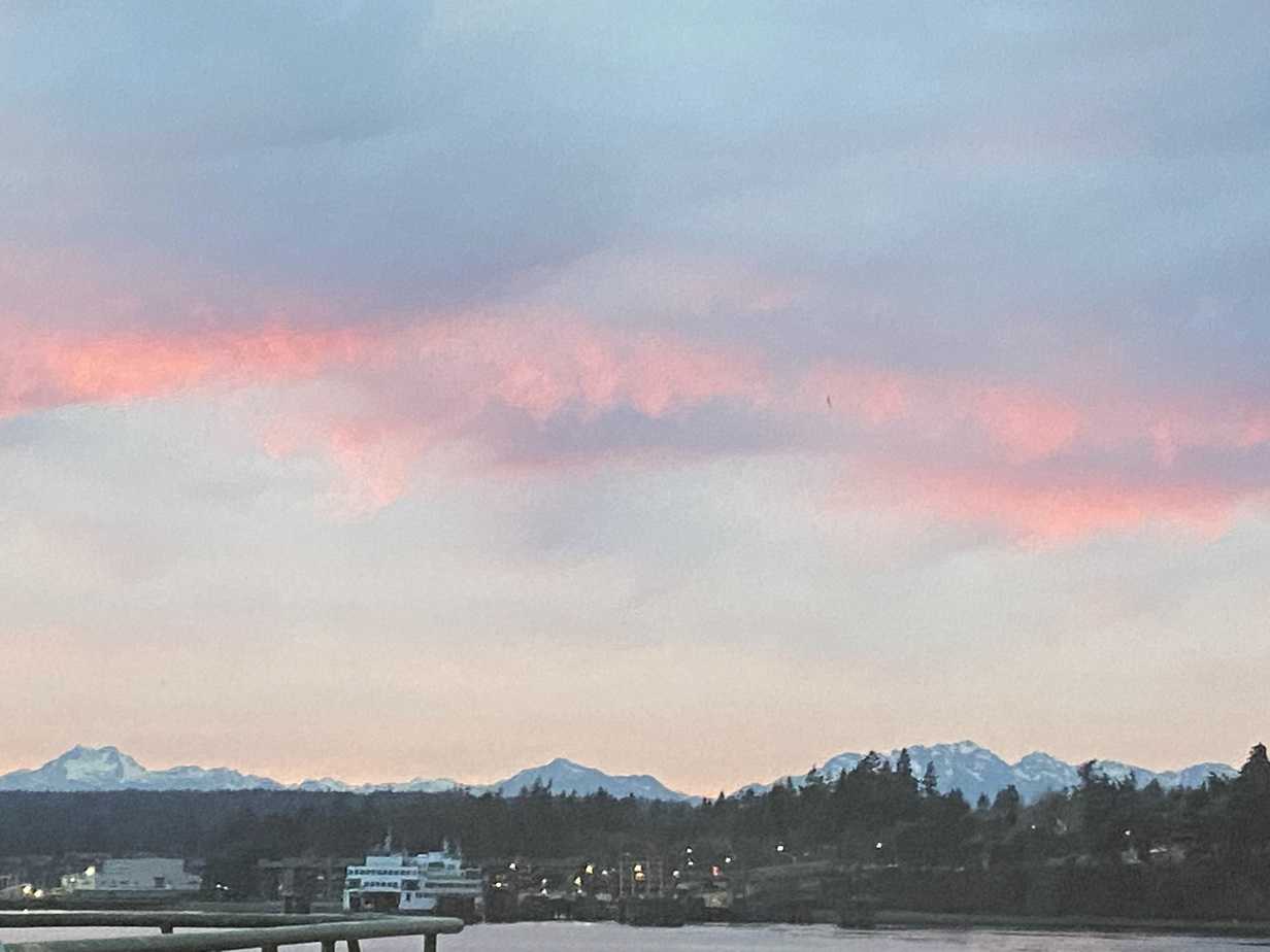 Sunset as we are leaving Bainbridge Island