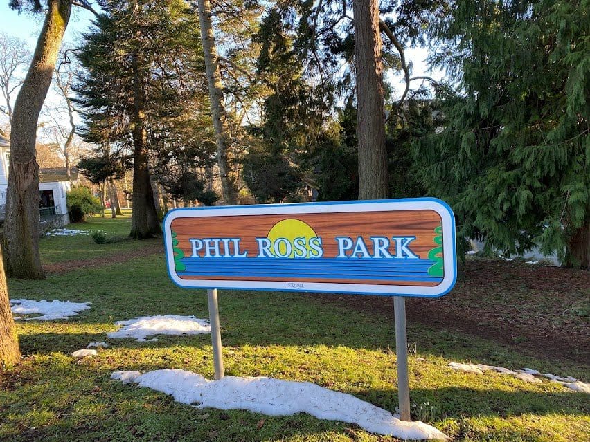 Phill Ross Park Sign in Esquimalt, nearby Victoria BC