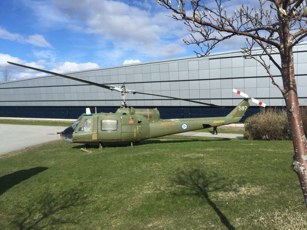 Outside the museum Bell UH-1 Iroquois Helicopter