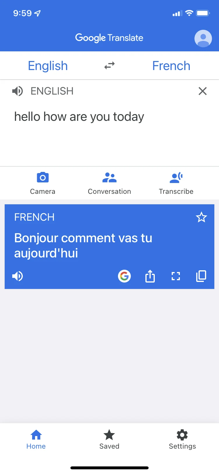 Google translate example
