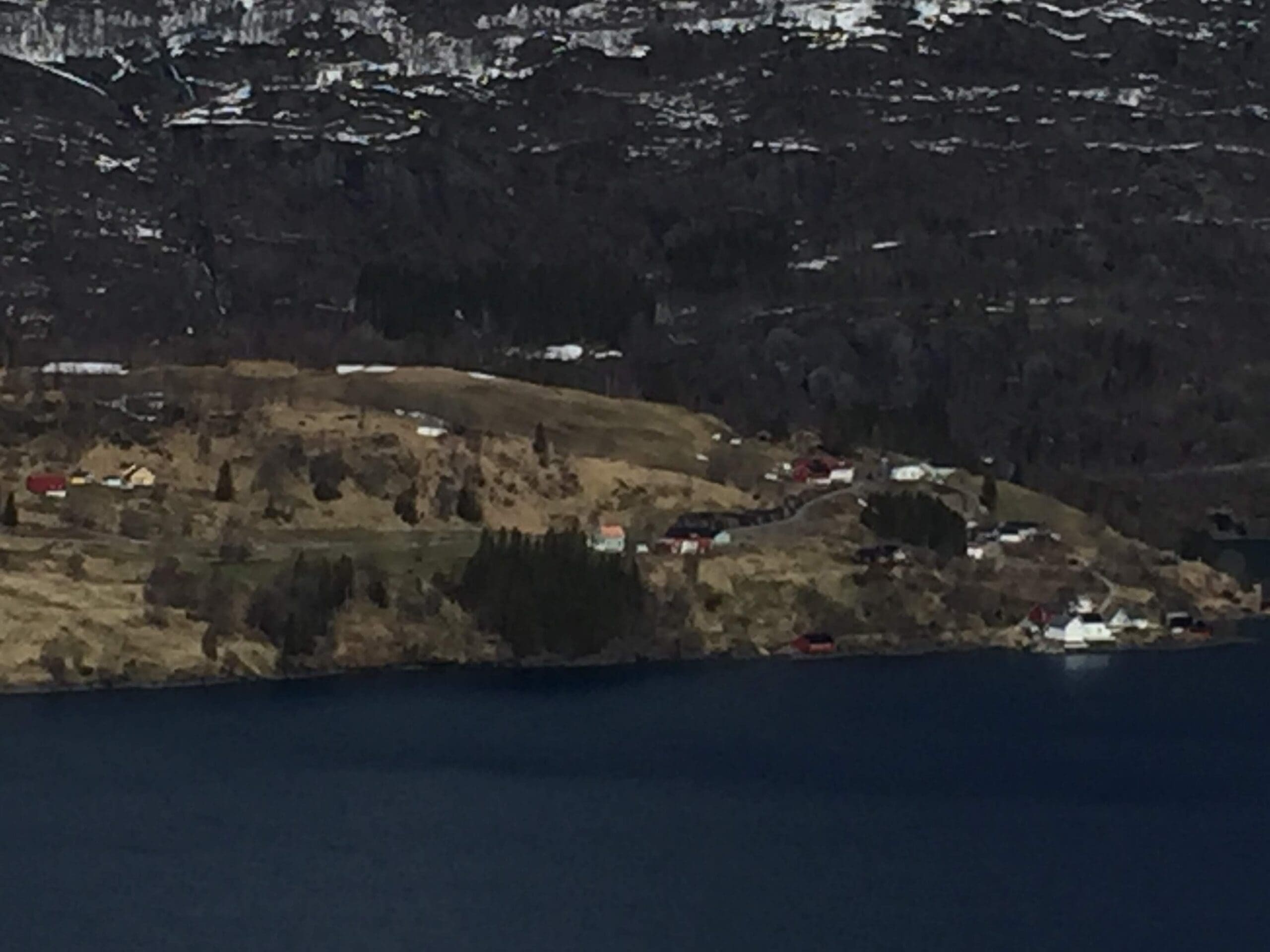 Ørnes from across the Fjord. Ancestry trip to Ørnes, Norway