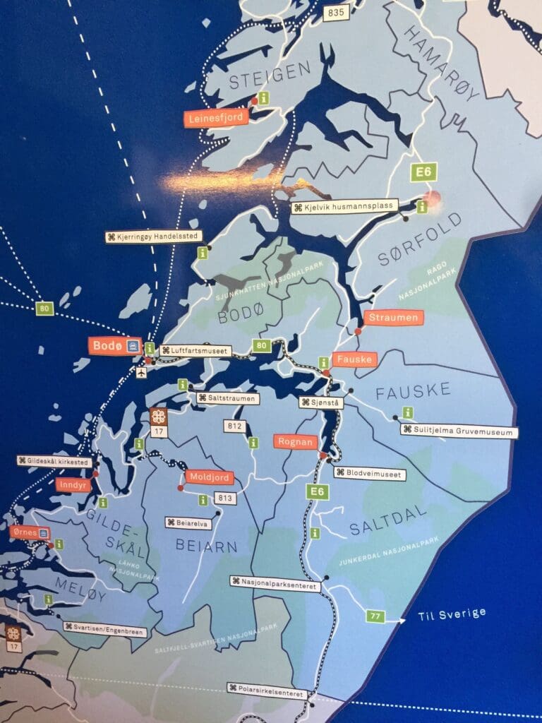 Map of the area surrounding Bodø