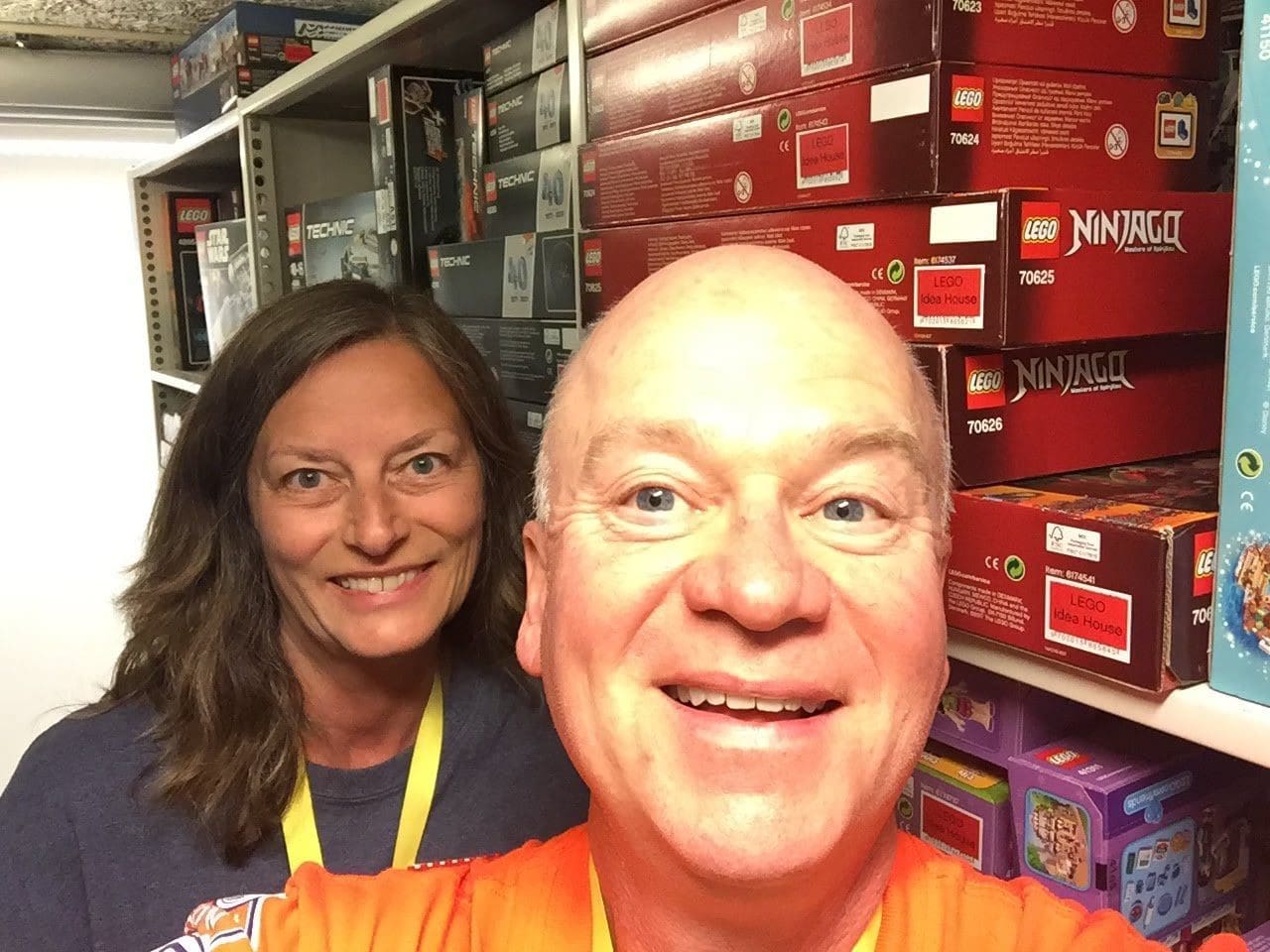 Gail and Paul in the Lego Vault Lego Inside Tour