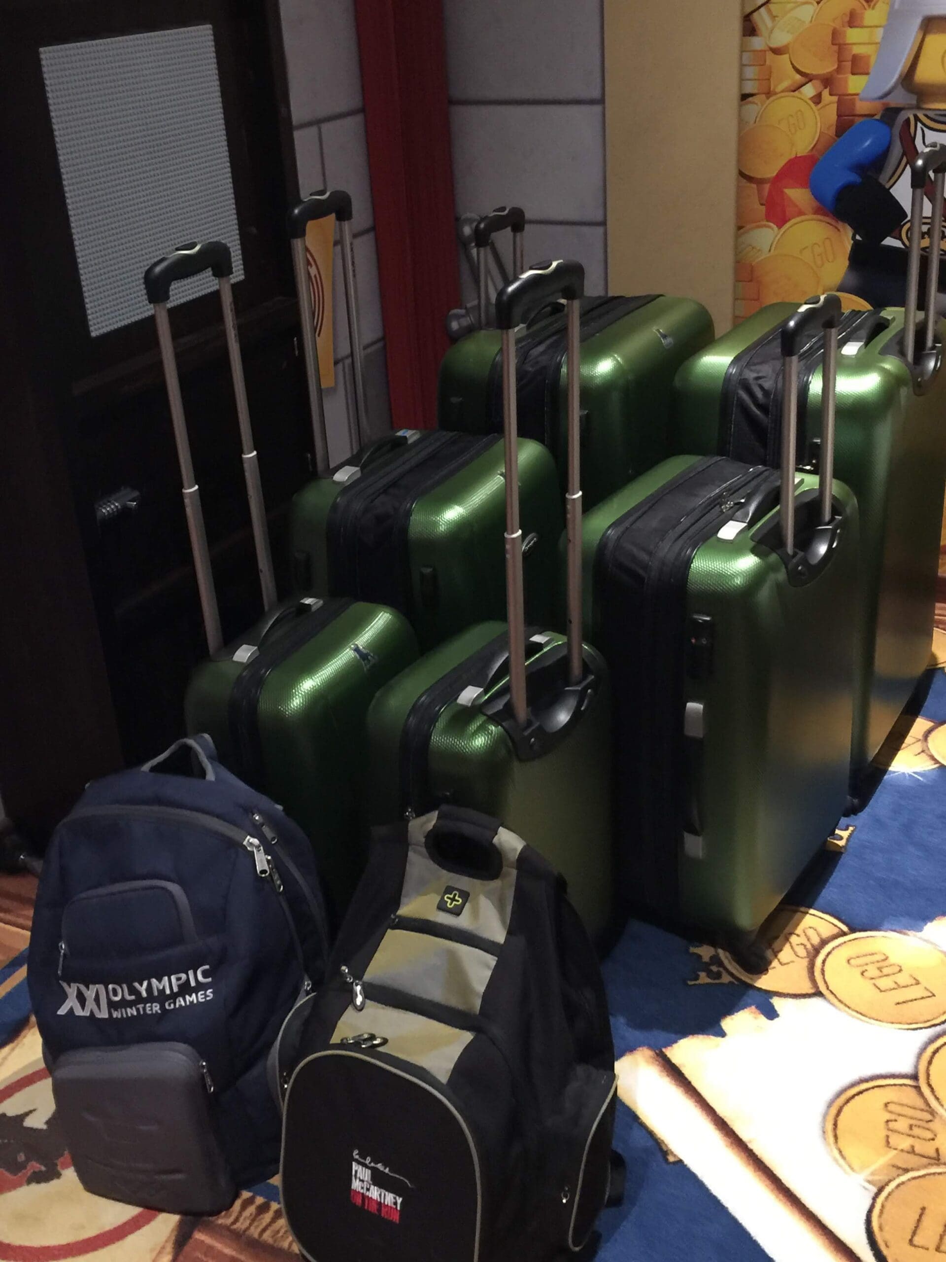 Extra suitcases packed full of Lego and ready to go home!