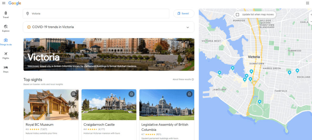 Google Travel Things to Do my print screen