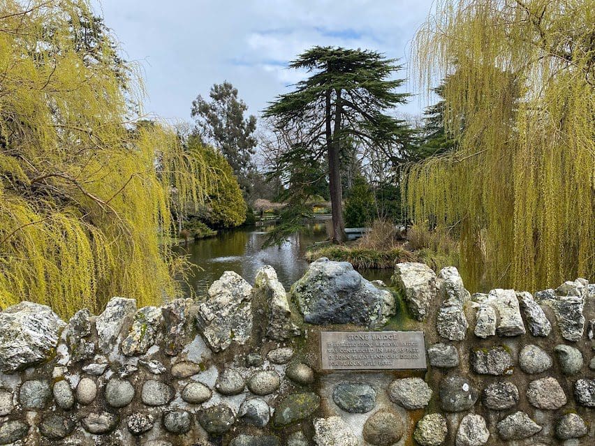 Stone Bridge at Beacon Hill Park, overlooking Goodacre Lake