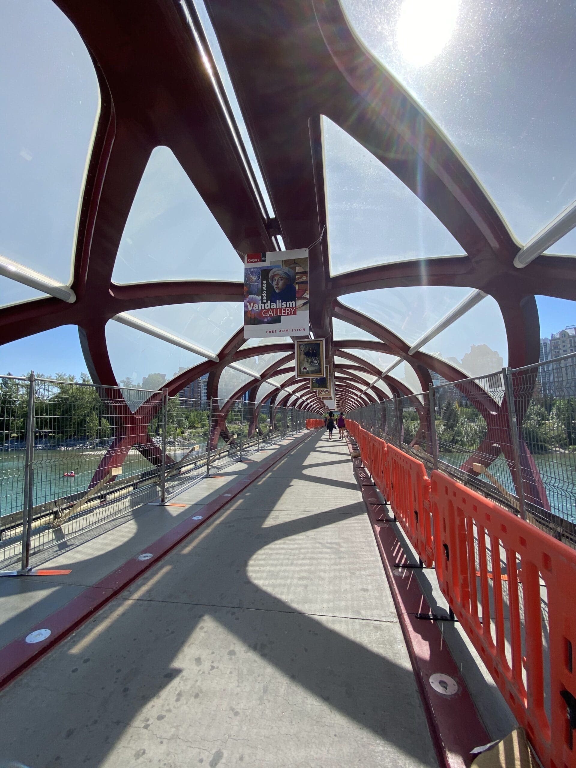 Walking over the Peace Bridge.