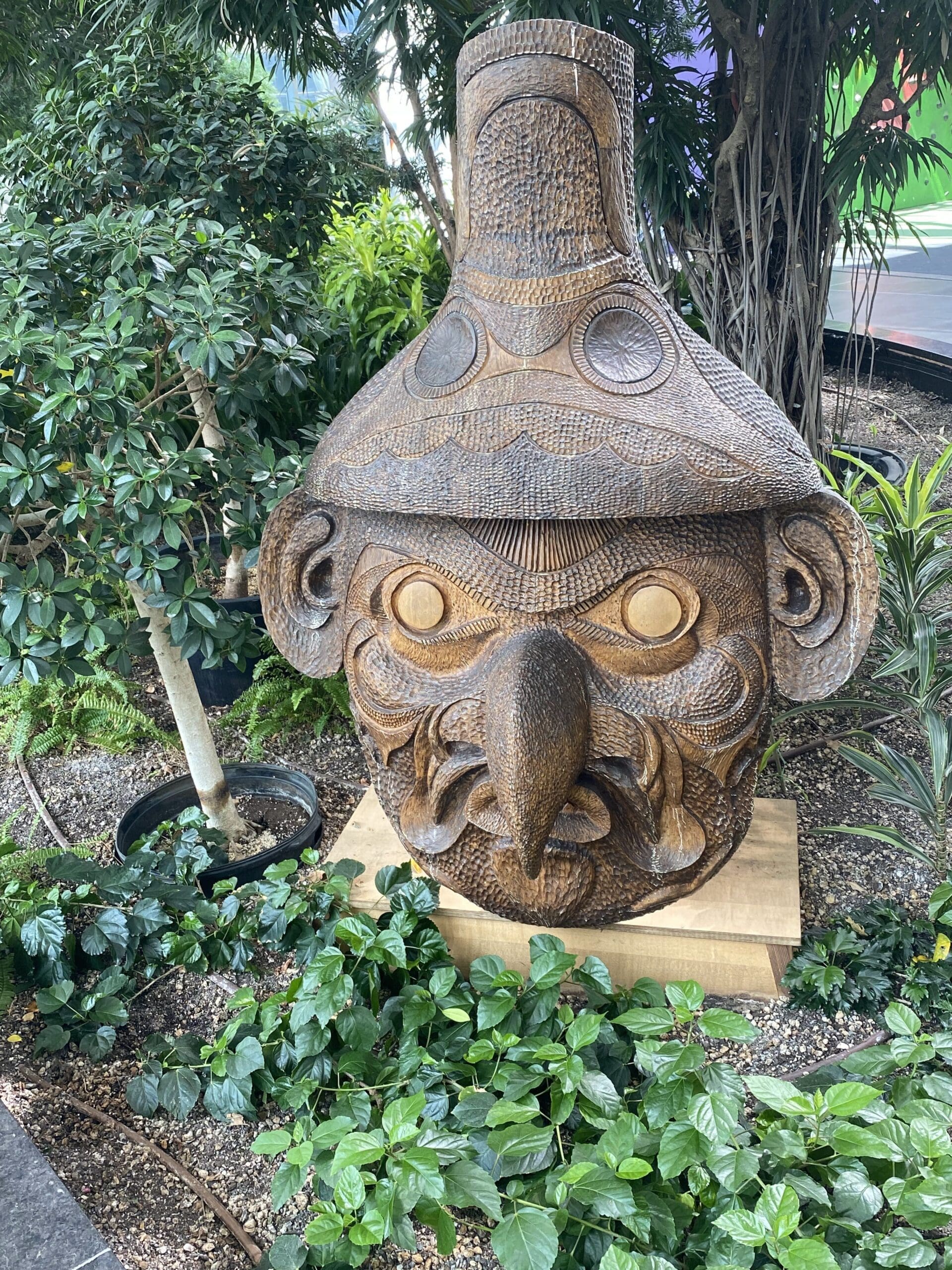 This artwork is displayed at the entrance to the children's play area on the same level as the Devonian Gardens.