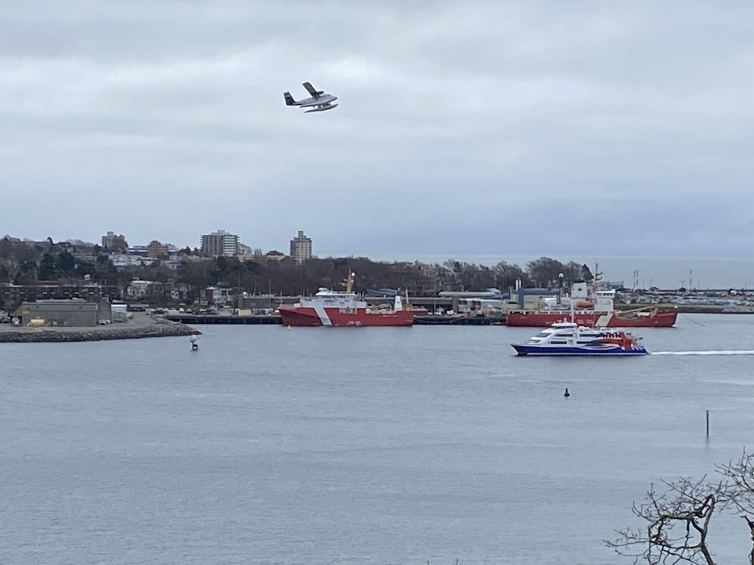 A bucket list idea, landing on water, is possible in Victoria BC by taking a float plane, either to arrive or leave from Victoria, or simply a sight-seeing tour.  Pictured here is a float plane over Victoria Harbour.