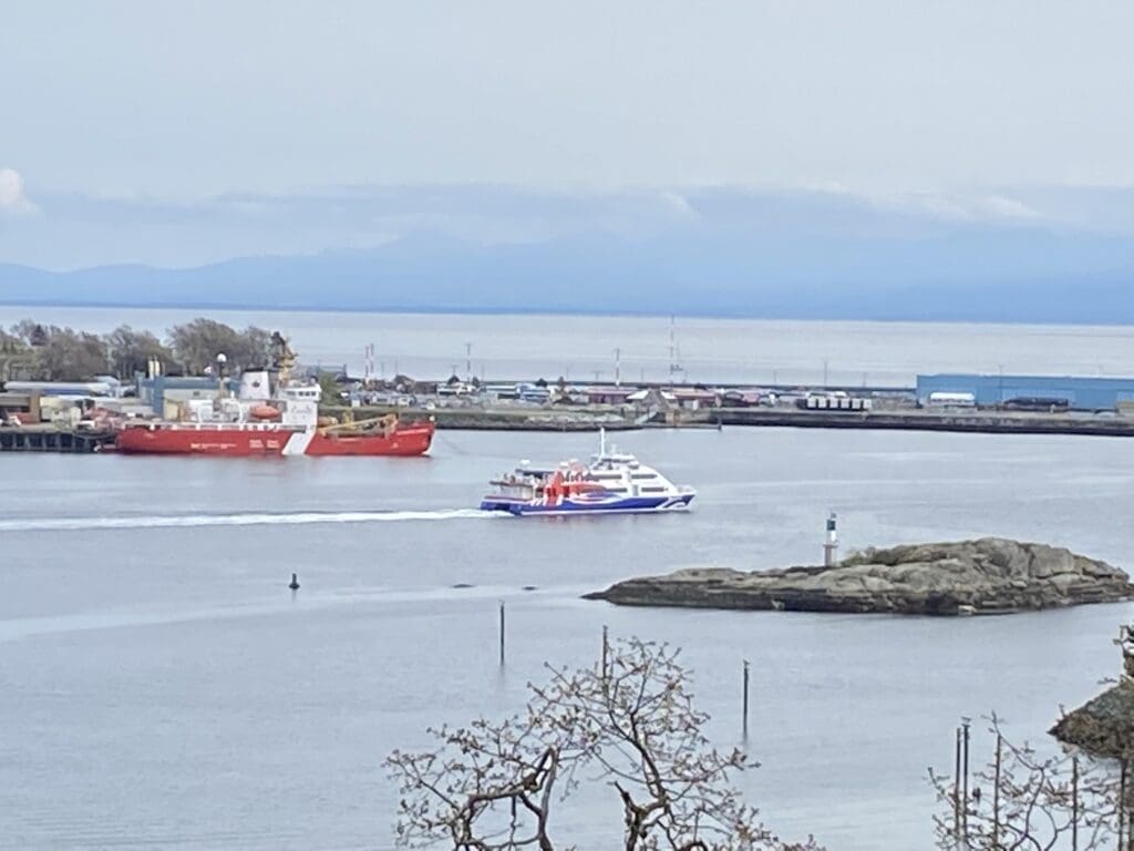 The Clipper ferry leaving Victoria harbour enroute to Seattle