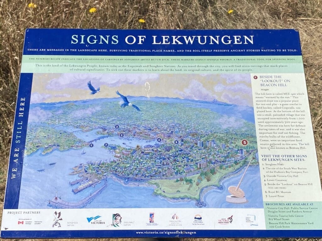 Look for the seven signs of the Lekwungen while your out strolling around in Victoria.