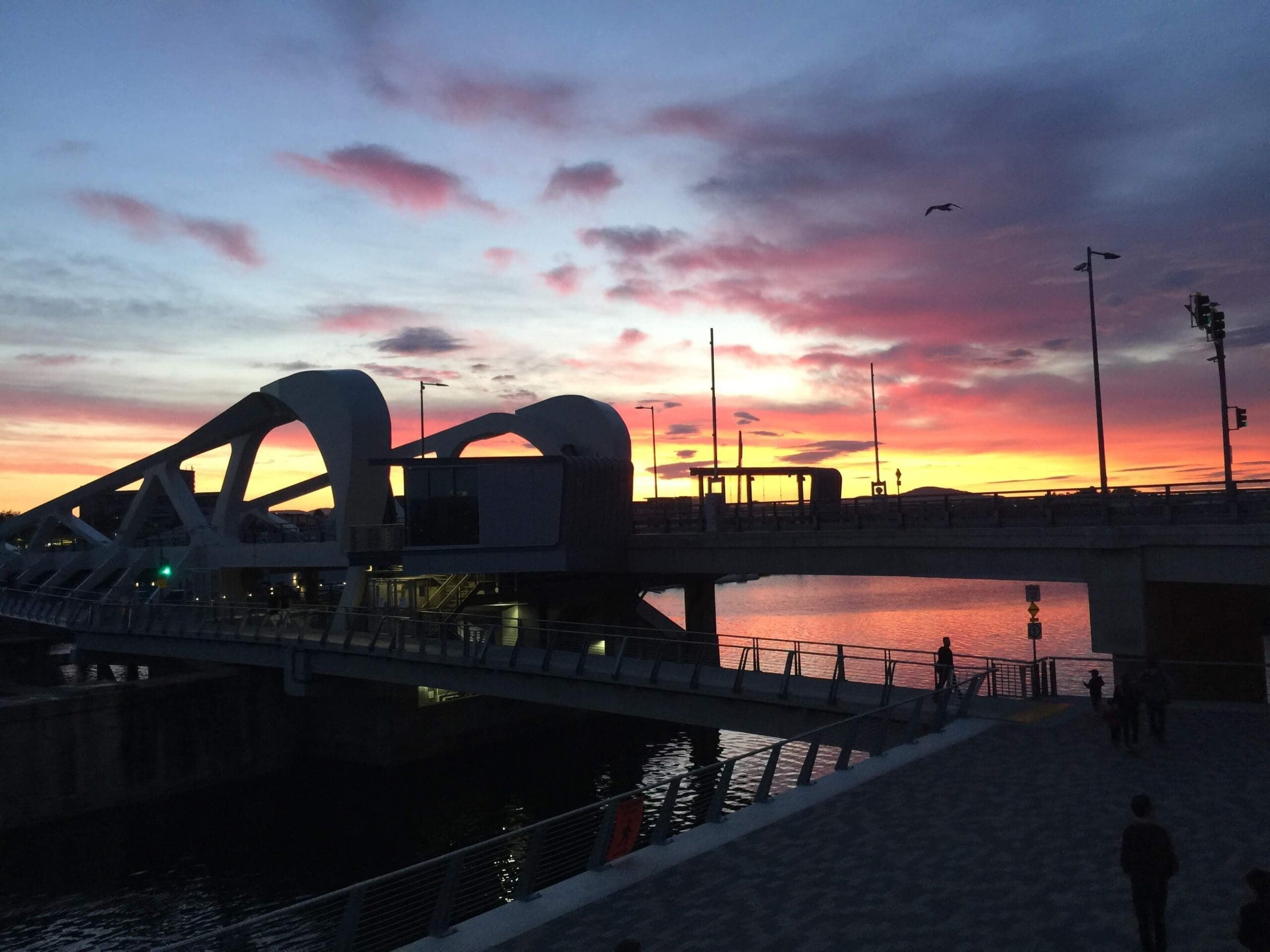 Johnson Street Bridge in Victoria BC at sunset.