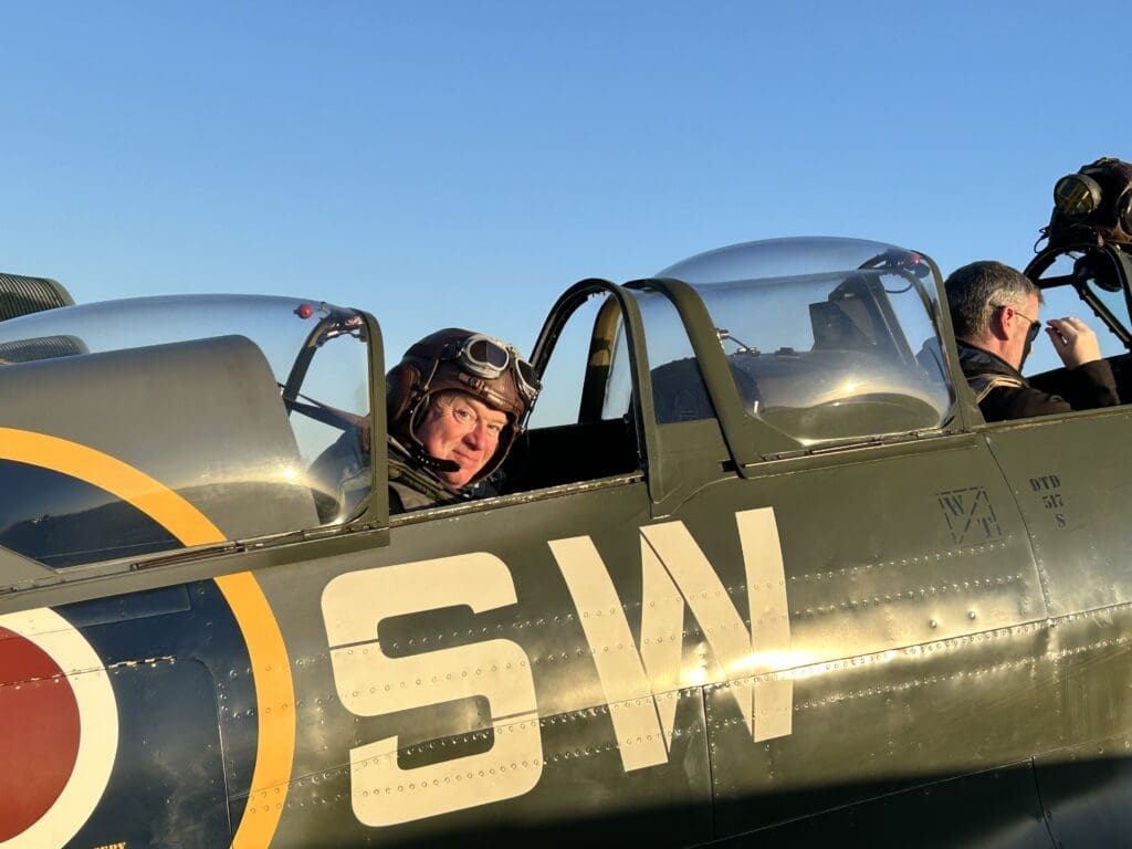 Paul is ready to fly in the spitfire, ready for his unique UK flight experience!