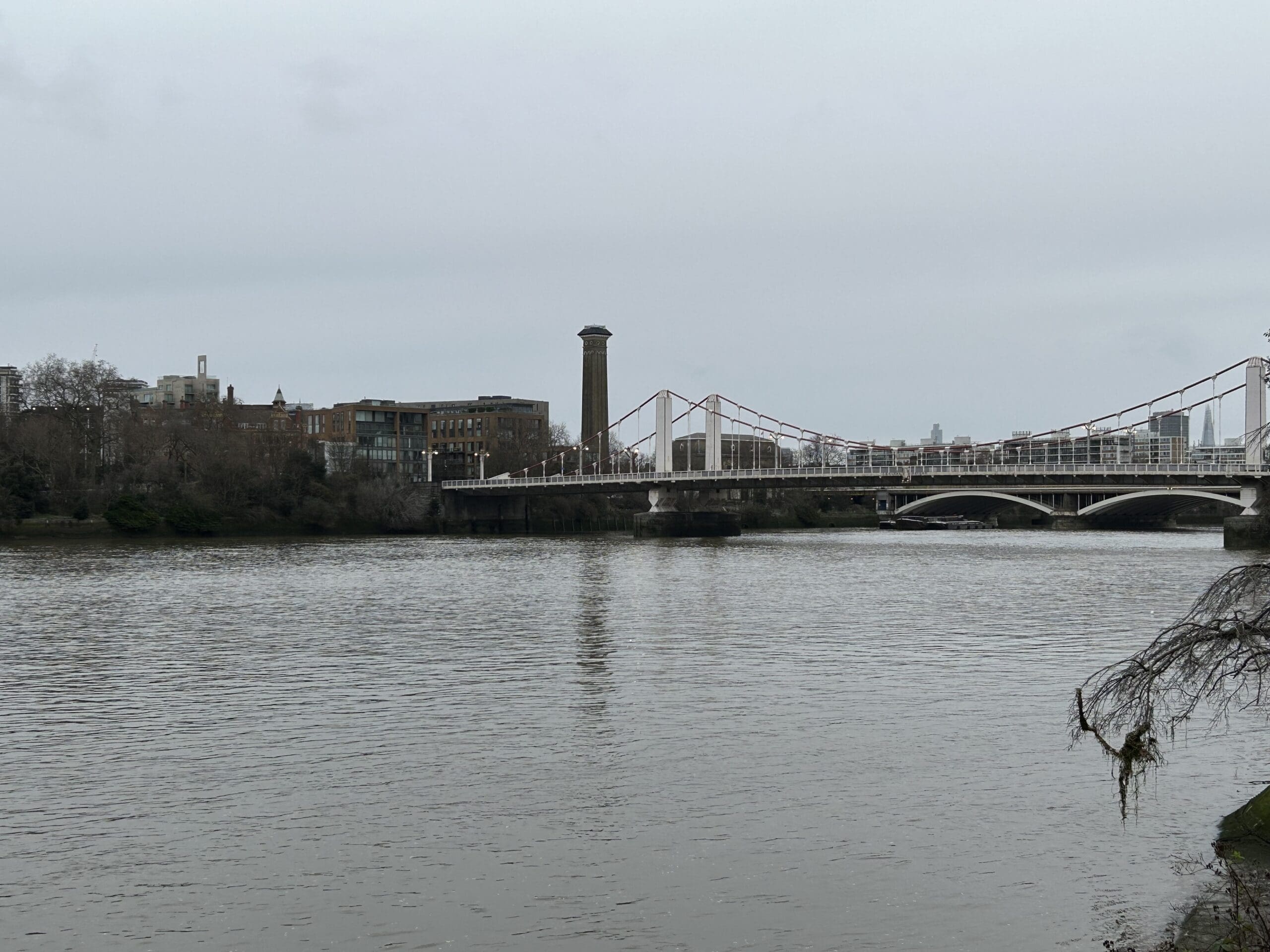 This is the view approaching the bridge along Grosvenor Boulevard during the day time.